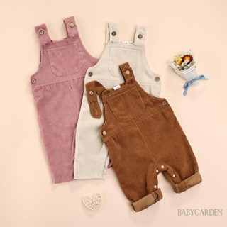 Babygarden-3-24 เดือน ชุดจั๊มสูท คอสี่เหลี่ยม ผ้าลูกฟูก กางเกง สีพื้น พร้อมตัวรัด สําหรับเด็กทารก