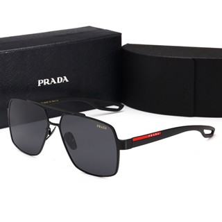 PRADA ใหม่ แว่นตากันแดด เลนส์โพลาไรซ์ กรอบใหญ่ สไตล์เกาหลี ป้องกันรังสียูวี 400 สําหรับผู้ชาย และผู้หญิง ขับรถ