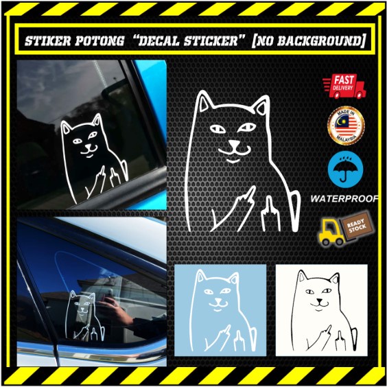 STIKER KUCING JAHAT. NAUGHTY CAT STIKER สติ๊กเกอร์ติดรถแมว. BLACK CAT STICKER.WHITE CAT STIKER. STIK