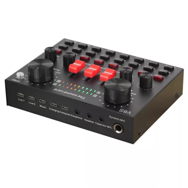 V8 Live sound card +ไมค์อัดเสียง พร้อมขา ครบชุด / การ์ดเสียง sound card V8S / Sound card V8 ซาว์นการ