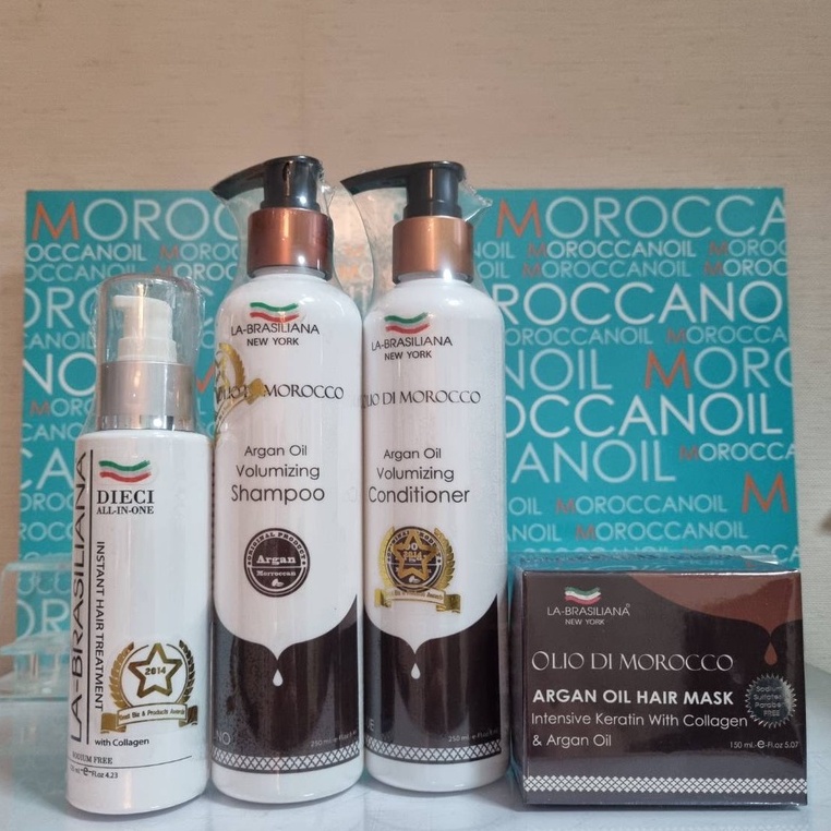 La-brasiliana ชุดแชมพุและครีมนวด พร้อมทรีตเม้นท์และอาหารผมสุตรเคราตินและคอลลาเจน SET 4