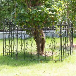 AESOME รั้วสวนหย่อม 5 ชิ้น สีดำ รั้วต้นไม้ รั้วตกแต่งสวน 5pcs Garden Fence รั้วสวนเหล็ก ประตูรั้วลายทึบได้ พร้อมส่ง