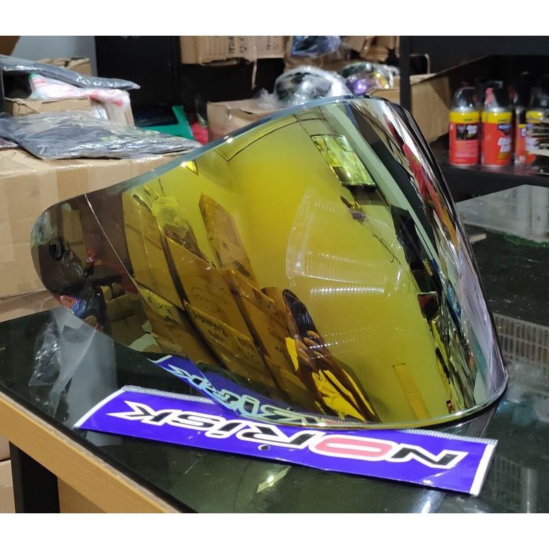 หมวกกันน็อคกระจก กระบังหน้าแบน NHK R1 iridium silver gold blue red norisk Brand