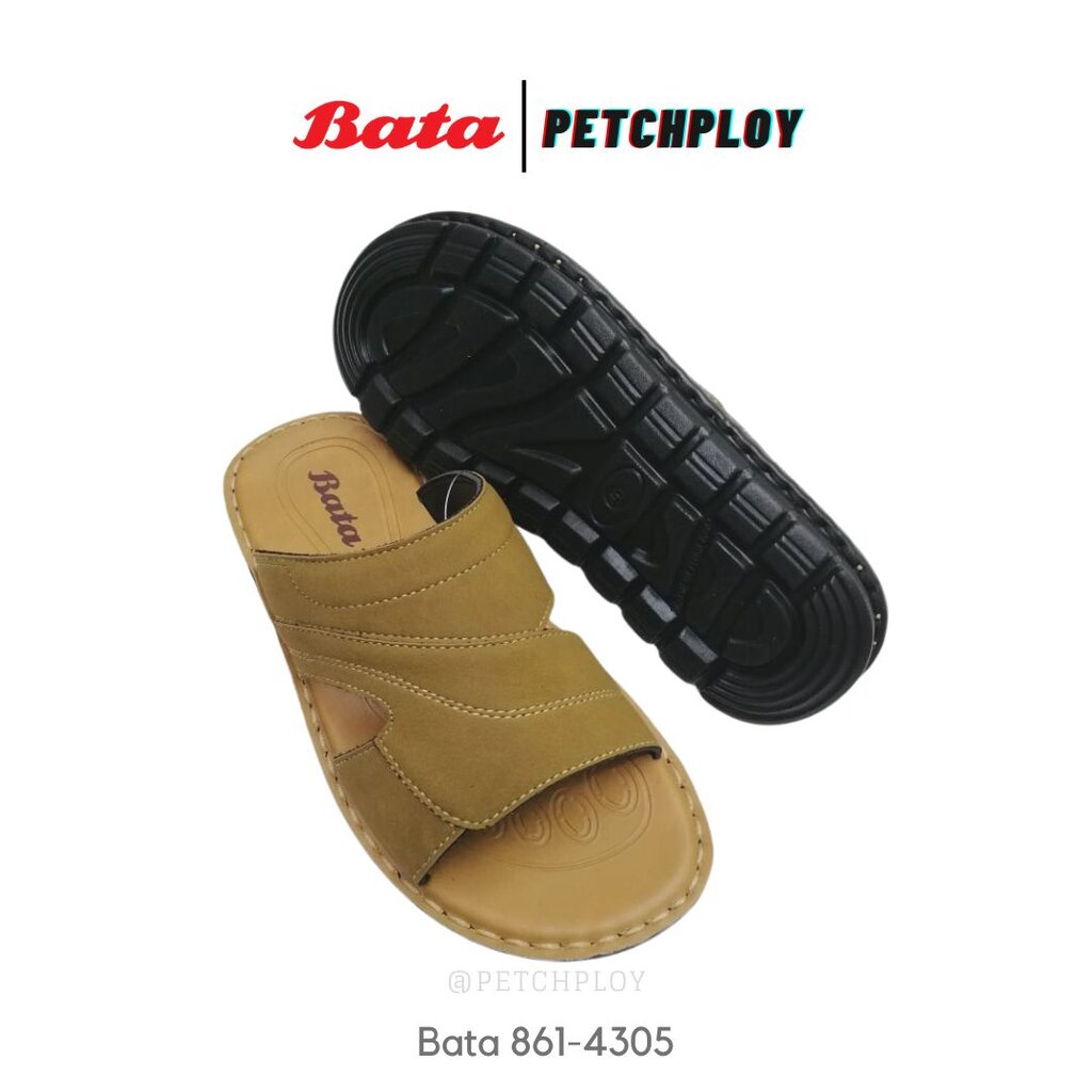 Bata รุ่น 4305-6305 รองเท้าแตะผู้ชาย บาจา แบบสวม สีดำ น้ำตาล