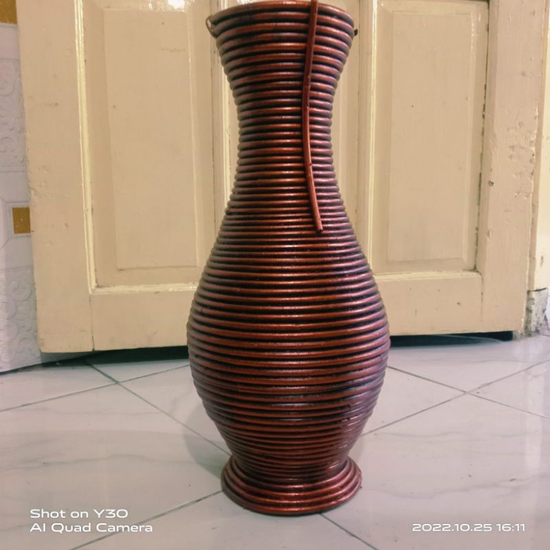 RATTAN URNS // PREMIUM RATTAN FLOWER VASE 50CM TALL // สีน้ําตาล COPPER PAINT RATTAN VASE
