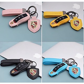 🚗Key cover🚗เคสกุญแจรถยนต์ Porsche ปลอกกุญแจ ซองหนังแท้หุ้มกุญแจรถยนต์ กุญแจรถป้องกัน กันเปื้อน สมาร์ทคีย์