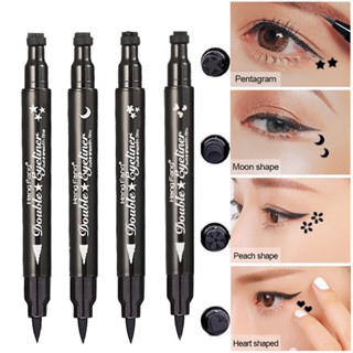 4 Styles Double-headed Eyeliner Liquid Black Eye Liner Pen Star Moon Stamp