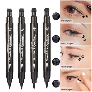 4 Styles Double-headed Eyeliner Liquid Black Eye Liner Pen Star Moon Stamp