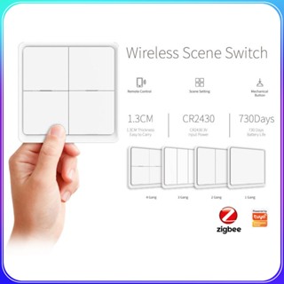 Tuya Smart ZigBee สวิตช์ปุ่มกดสวิตช์ไฟไร้สาย 4 ทาง สําหรับบ้าน