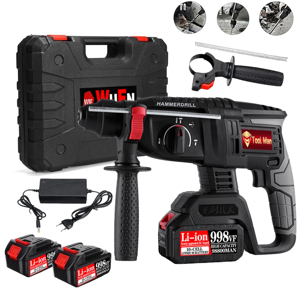 998VF 20V ไม่มีแปรงสําหรับชาร์จไฟฟ้า ค้อนสว่านไฟฟ้า 3 อุตสาหกรรมไร้สายด้วยแบตเตอรี่ลิเธียมคอนกรีตขนา