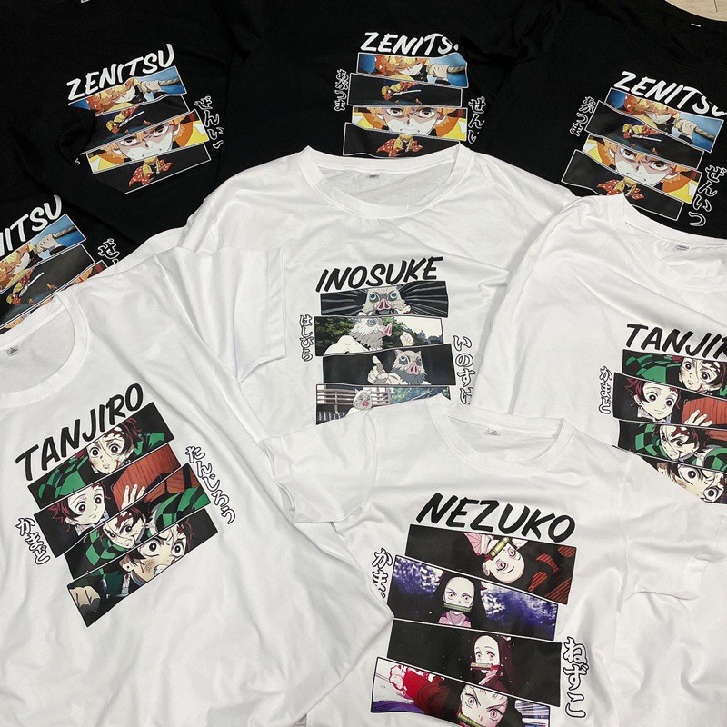 ZHEZHE T-shirtเสื้อยืด ดาบพิฆาตอสูร ทันจิโร่ เนซึโกะ ชิโนบุ เซนอิทซึ กิยูkimetsu no yaiba Demon Slayer เสื้อตัวอักษร เด็