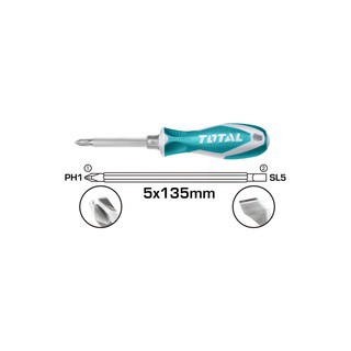 Total ไขควงหัวสลับ 4นิ้ว (ปากแบน + ปากแฉก) รุ่นTHT250226 ( Interchangable Screwdriver )