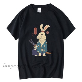 เสื้อทหาร วินเทจสไตล์ญี่ปุ่นกระต่ายพิมพ์ท็อปส์ซู Kawaii ฮาราจูกุสตรีทแวร์อะนิเมะเสื้อผู้หญิงลําลองเย็นหลวม O- คอ Tee Cam