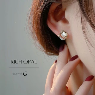 GLAMOR✨ต่างหูเงินแท้ Rich Opal ต่างหูเพชร ต่างหูแฟชั่น ตุ้มหูเงินแท้ ต่างหูเกาหลี ต่างหูสวยๆ