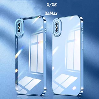 เคสโทรศัพท์ซิลิโคน TPU นิ่ม แบบใส กันกระแทก ทรงสี่เหลี่ยม หรูหรา 6D สําหรับ iPhone XR X XS MAX