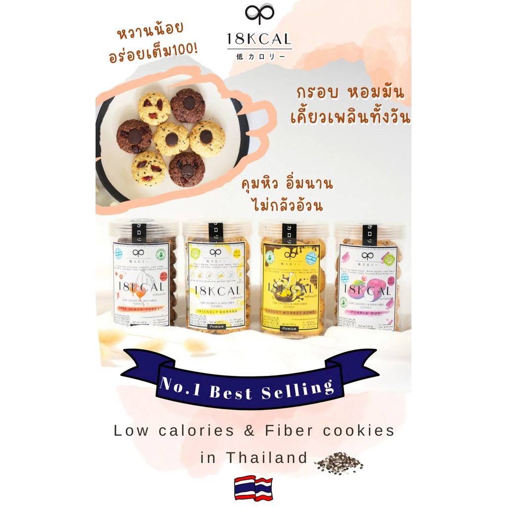 18KCal คุกกี้แคลอรี่ต่ำ คุกกี้ไฟเบอร์กรอบ #ขนมคลีน #ไม่ใส่นมเนย #แคลต่ำ #ไม่อ้วนby