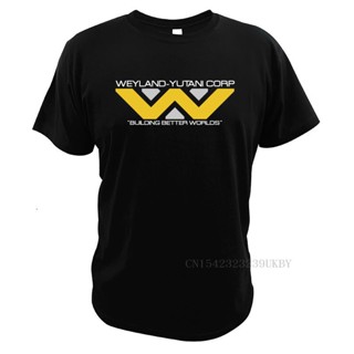 เสื้อแฟชั่นผญ2022 อื่นๆ Weyland Weyland-yutani T เอเลี่ยนเสื้อยืดหนังพิมพ์ผ้าฝ้าย 100% ระบายอากาศได้ Eu ขนาดเสื้อผู้ชายล