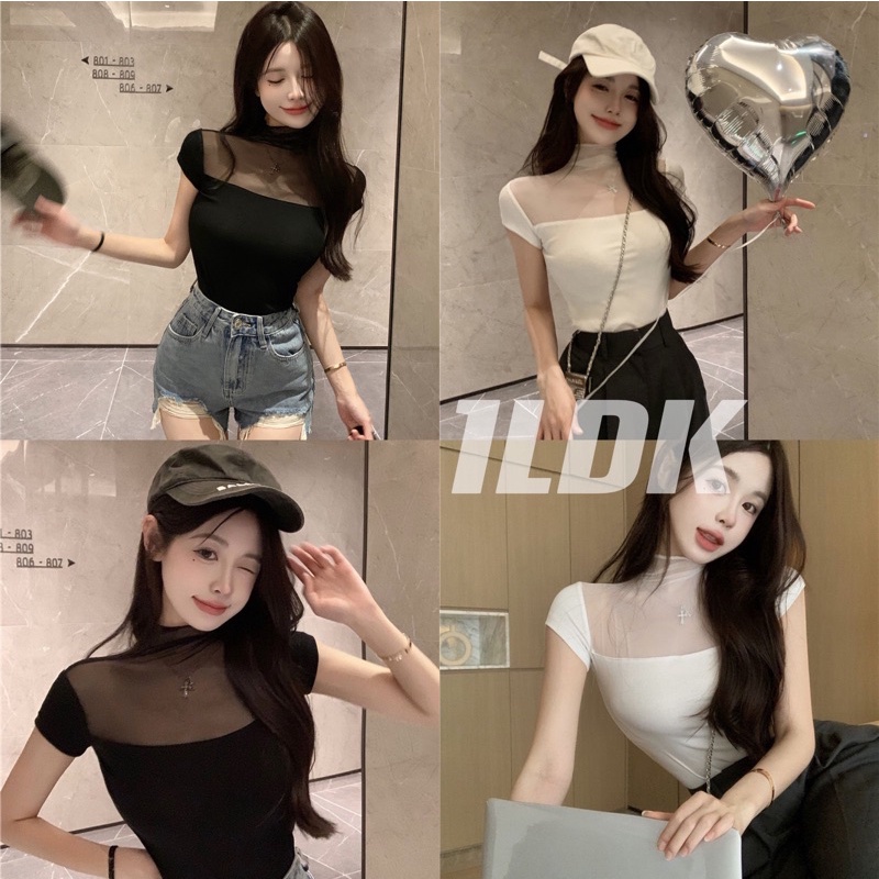 1LDKพร้อมส่งเสื้อยืด แขนสั้น เสื้อตาข่าย ผ้าโพลีเอสเตอร์(224)