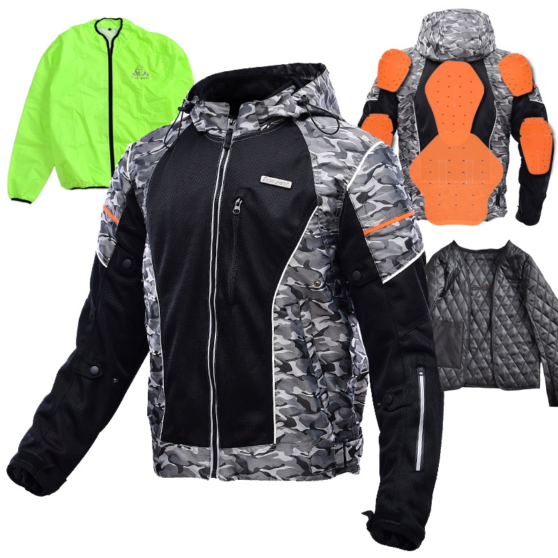 มั่นใจได้ว่าจะซื้อFour season motorcycle riding suit men's Racing Jacket  breathable Motorcycle Clothing Protective
