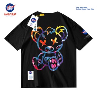 เสื้อยืดแขนสั้น พิมพ์ลายหมีปีศาจ Nasa แฟชั่นฤดูร้อน สไตล์สตรีท สําหรับผู้ชาย