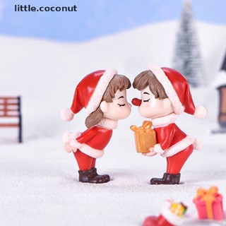 [little.coconut] 2pcs/set Miniature Christmas Couple Fairy Garden Figurines Doll House Decor Boutique