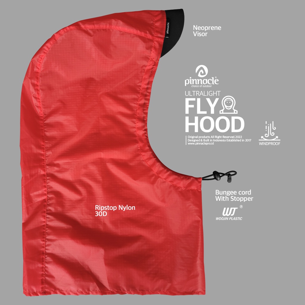 Pinnacle Fly Hood Ripstop Nylon - สีแดง