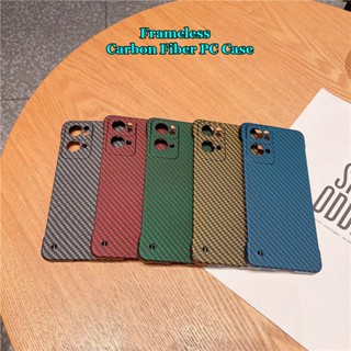 เคสโทรศัพท์ PC แข็ง คาร์บอนไฟเบอร์ ผิวด้าน ไร้กรอบ สําหรับ OPPO Reno 8 5 6 7 Pro Lite