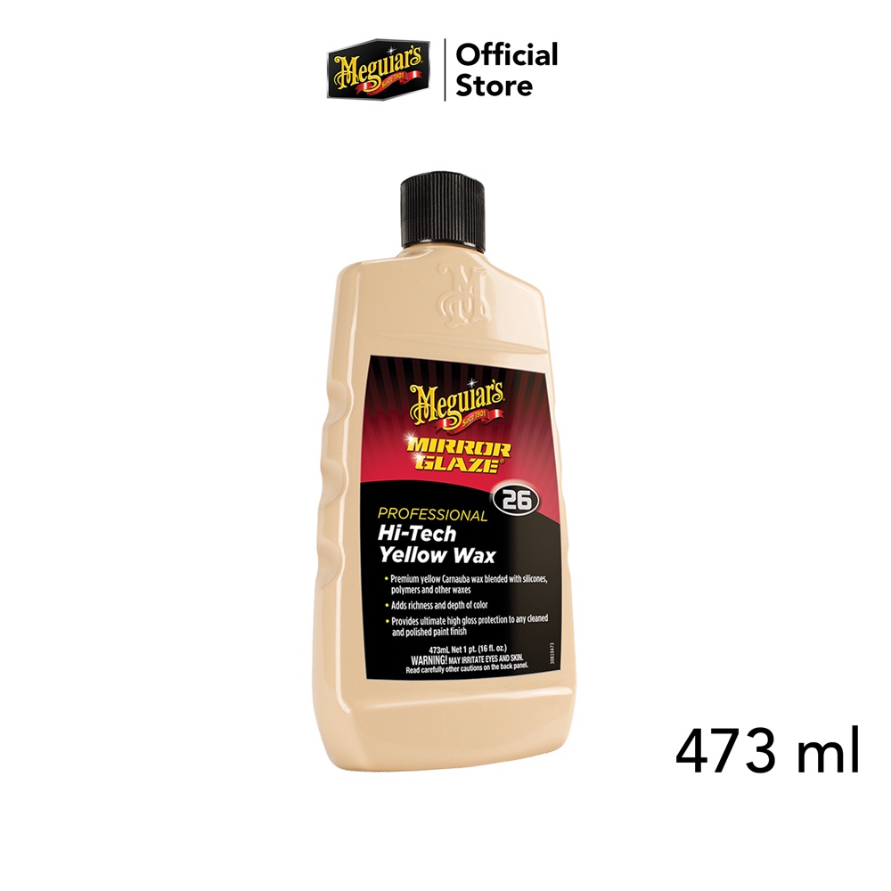 Meguiar's M26 Mirror Glaze Professional Hi-Tech Yellow Wax High Gloss Paint Protection แว็กซ์คาร์นัวบ้าเคลือบเงา เคลือบสีรถ ขนาด 473 มิลลิลิตร M2616
