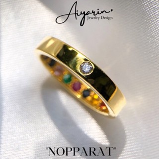 Aiyarin Jewelry Design เเหวนทอง9k พลอยเเท้นพเก้าจากจันทบุรี เพชรเเท้7ตังน้ำ99