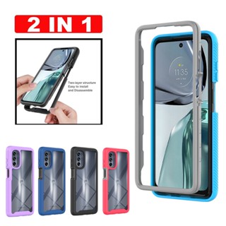 2 in 1 Luxury Shockproof Armor Case For Motorola Moto Edge 2022 30 Pro G32 G62 G42 G52 G82 G22 G71 G51 G31 G41 G30 G20 G10 G50 G60 G60S G200 G100 Front Back Double Protection Hard Soft silicone Phone Protective Back Cover