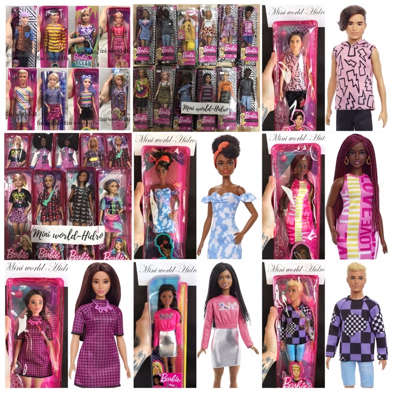 ตุ๊กตาบาร์บี้หนังสีดํามืออาชีพ Mattel ของแท้และตุ๊กตา Ken fashionistas
