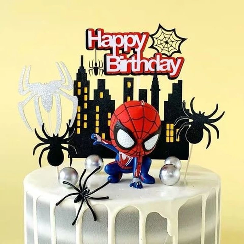 ตัวละครธีม Spider Man Avenger สําหรับตกแต่งเค้กวันเกิด