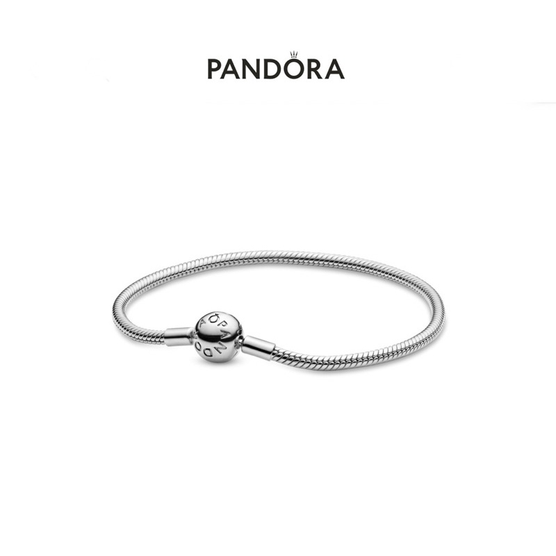 (พร้อมส่ง)Pandora​ Silver​ Bracelet​  กำไลข้อมือหัวสมูท  ของเเท้100%