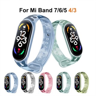 สายนาฬิกาข้อมือ TPU ลายพราง สีโปร่งใส สําหรับ Mi band 7 6 5 4 3