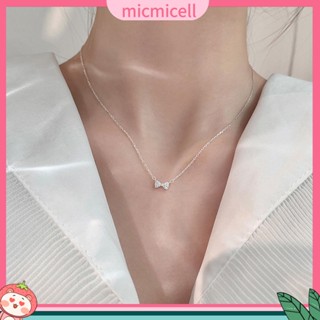 (micmicell) สร้อยคอ จี้โบว์ พลอยเทียม แวววาว สไตล์ฝรั่งเศส สําหรับงานแต่งงาน งานหมั้น งานเลี้ยง