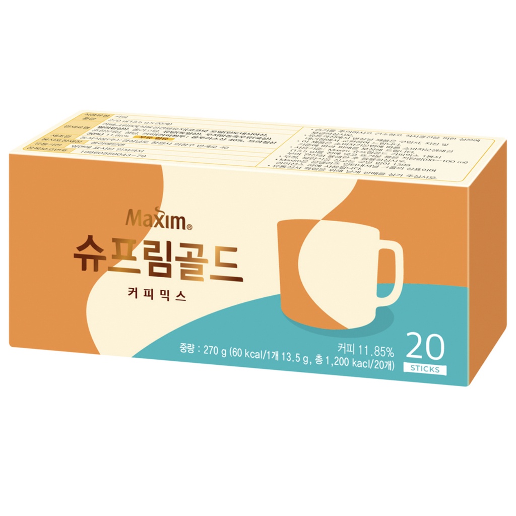 [ของแท้] 슈프림골드커피믹스 Maxim Supreme Gold Coffee Mix (กาแฟ 3 in 1 สูตรพรีเมี่ยม / 20 ซอง) 270g