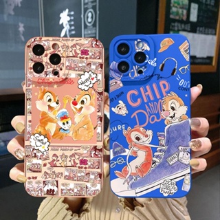 เคสโทรศัพท์มือถือ ขอบสี่เหลี่ยม ป้องกันเต็มเครื่อง ลาย Chip n Dale สําหรับ OPPO Reno7 4G 6 8 Z 5G 5 F 7 Lite A17 A17K A77S A57S