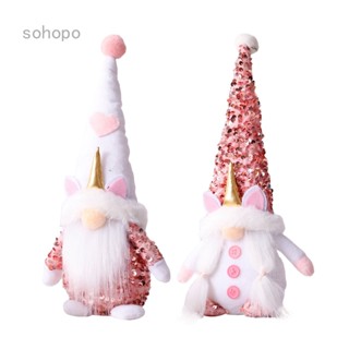 1Pc Christmas Decorative Couple Pink Unicorn Faceless Doll Sequins Decor Props Christmas Ornaments