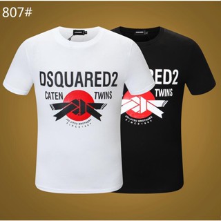 เสื้อวินเทจชาย Dsquared คลาสสิกผู้ชายผู้หญิงผ้าฝ้ายเสื้อยืดจดหมายพิมพ์ลูกเรือคอเสื้อแขนสั้นฮิปฮอป Dsquared2 1964 สไตล์