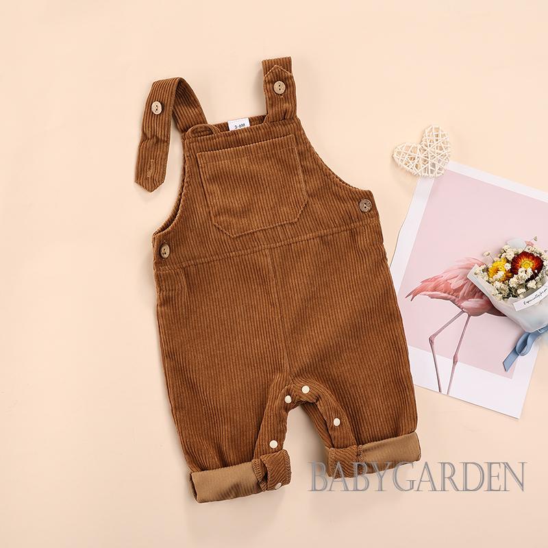 Babygarden-3-24 เดือน ชุดจั๊มสูท คอสี่เหลี่ยม ผ้าลูกฟูก กางเกง สีพื้น พร้อมตัวรัด สําหรับเด็กทารก