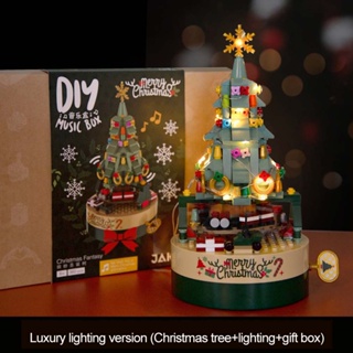 Christmas Tree Music Box Building Bricks And Blocks Music Box Light Function Christmas Tree LEGO Blocks