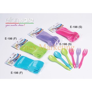 Elianware E-198 PP ช้อนส้อมพลาสติก 12 ชิ้น / Sudu Garpu พลาสติก