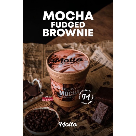 Mocha Fudge Brownie (ไอศกรีม มอคค่าฟัดจ์บราวนี่ 1 ถ้วย 16 oz.) - Molto premium Gelato