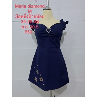 เดรสสั้น สีน้ำเงินกรม MARIA DIAMOND SIZE M มือหนึ่งป้ายห้อย