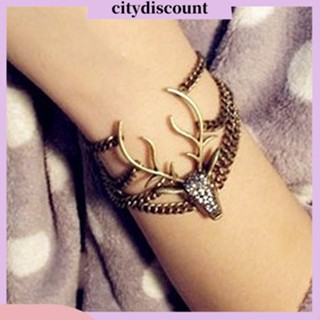 &lt;citydiscount&gt;  City_สร้อยข้อมือ ลายหัวกวาง ของขวัญคริสต์มาส สำหรับสตรี