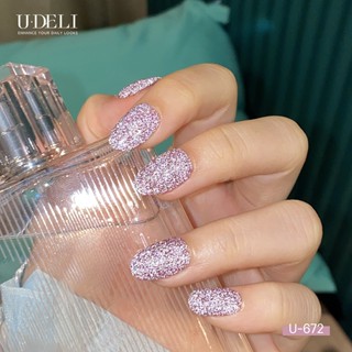 สีทาเล็บกึ่งเจล (ไม่อบ) U-DELI U-672 Flash Light สีกึ่งเจลกล…