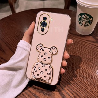 New Style เคส Huawei Nova 10 / Nova10 Pro / Nova 10 SE 2022 Soft Case Plating with Cute Retro Bear Stand Camera Lens Protection Cover เคสโทรศัพท์ Nova10Pro Nova10SE