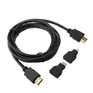 สาย HDMI เป็น HDMI ความเร็วสูง 1.5 ม. + อะแดปเตอร์ Micro HDMI + ชุดอะแดปเตอร์ HDMI ขนาดเล็ก ☆Hengma_time