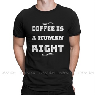 เสื้อยืด คอกลม พิมพ์ลาย Coffee is A Human Right สีขาว สไตล์ฮิปสเตอร์ สําหรับผู้ชายS-5XL