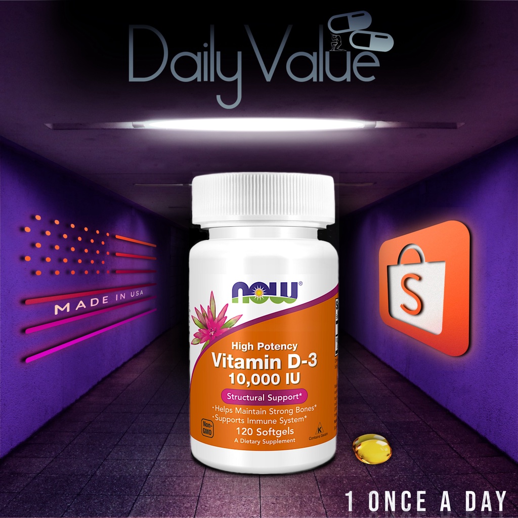 วิตามินดี 3 / High Potency Vitamin D-3 10,000IU 120 / 240 Softgels by NOW FOODS